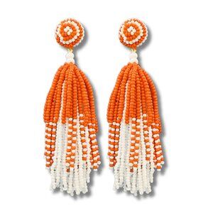 Tennessee Vols Team Colors Football Fan Cheer Tassel Seed Beaded Earrings
